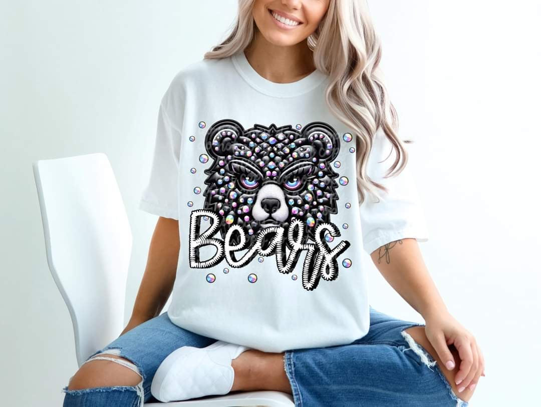 Bears bedazzled mascot 53565 DTF transfer