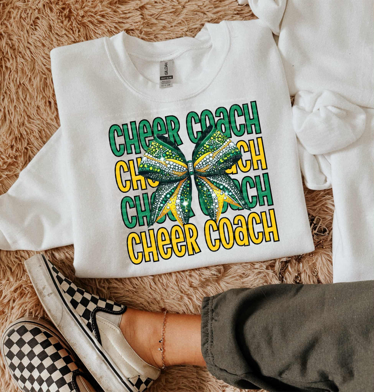 Cheer Coach Bow (green and yellow) DTF transfer