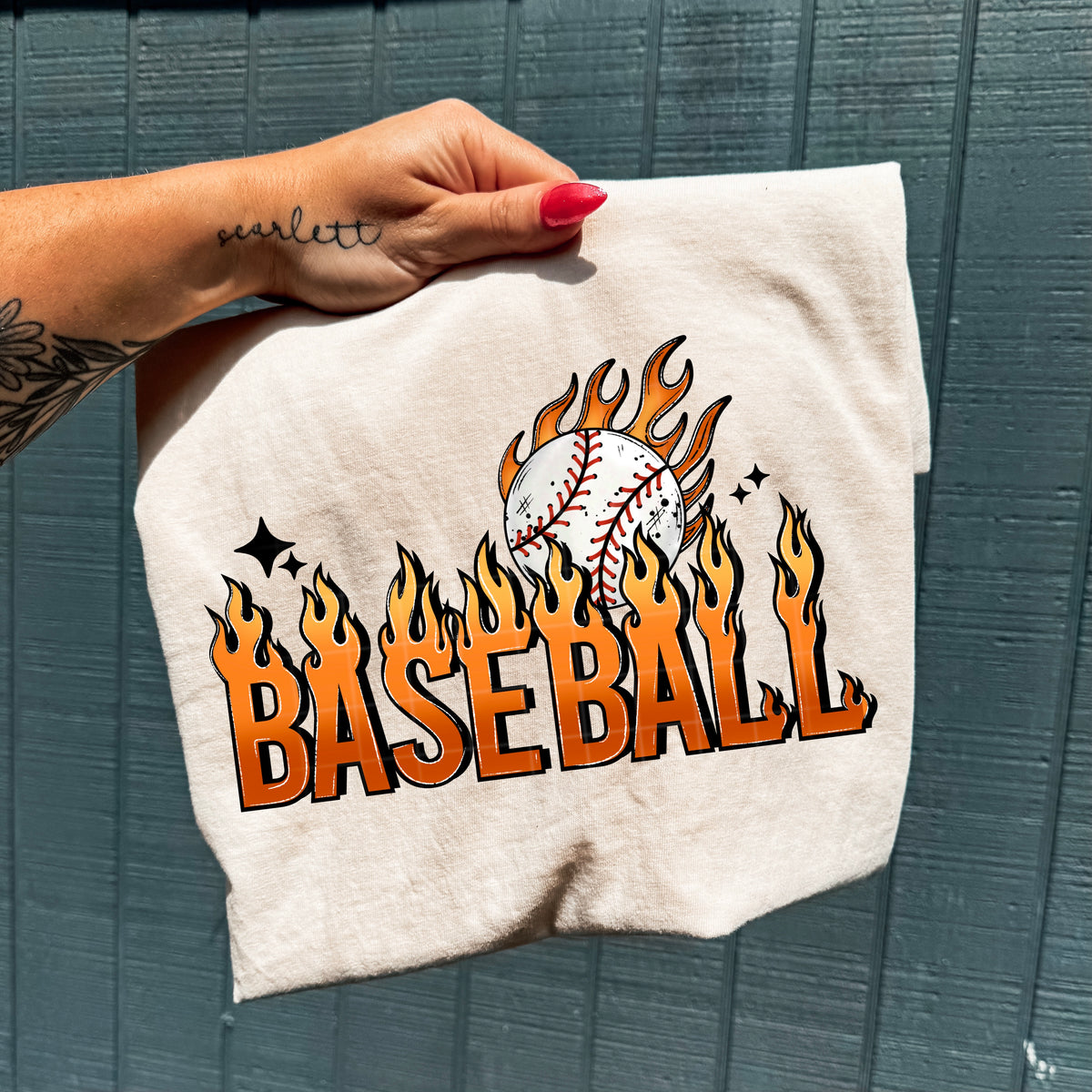 Baseball flames (CSC) DTF Transfer