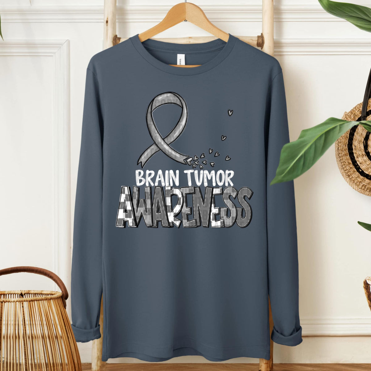 Brain tumor awareness ribbon WHITE FONT (SDD) 107745 DTF transfer