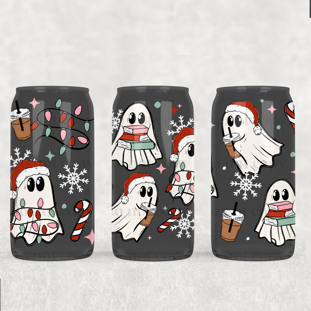 Christmas ghosts with books and lights (CSC) UV DTF WRAP
