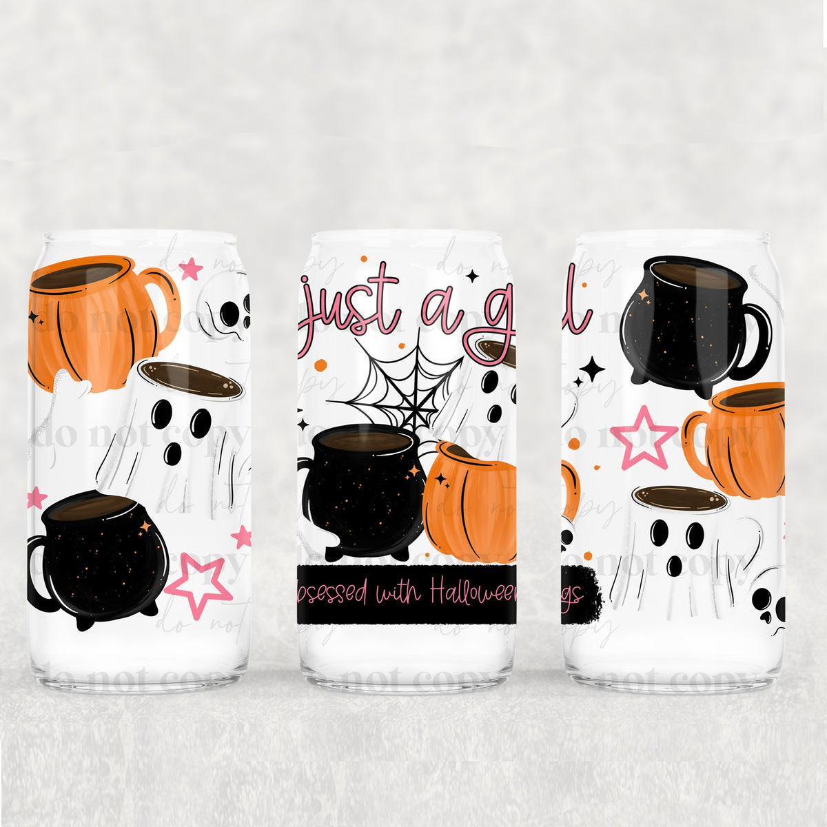 Just a girl Halloween mugs (exclusive) UV DTF WRAP