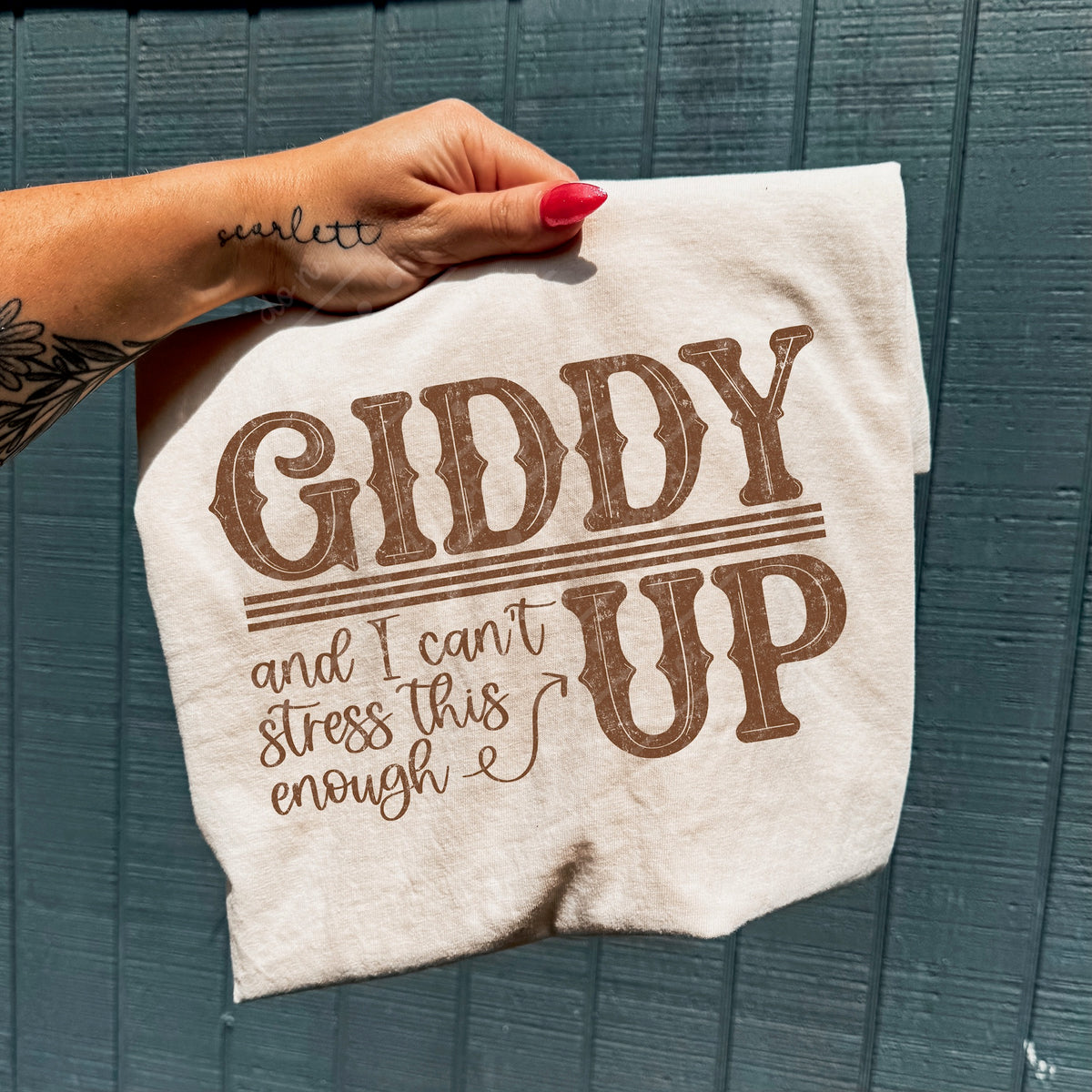 Giddy Up (brown) (scarlow) DTF transfer