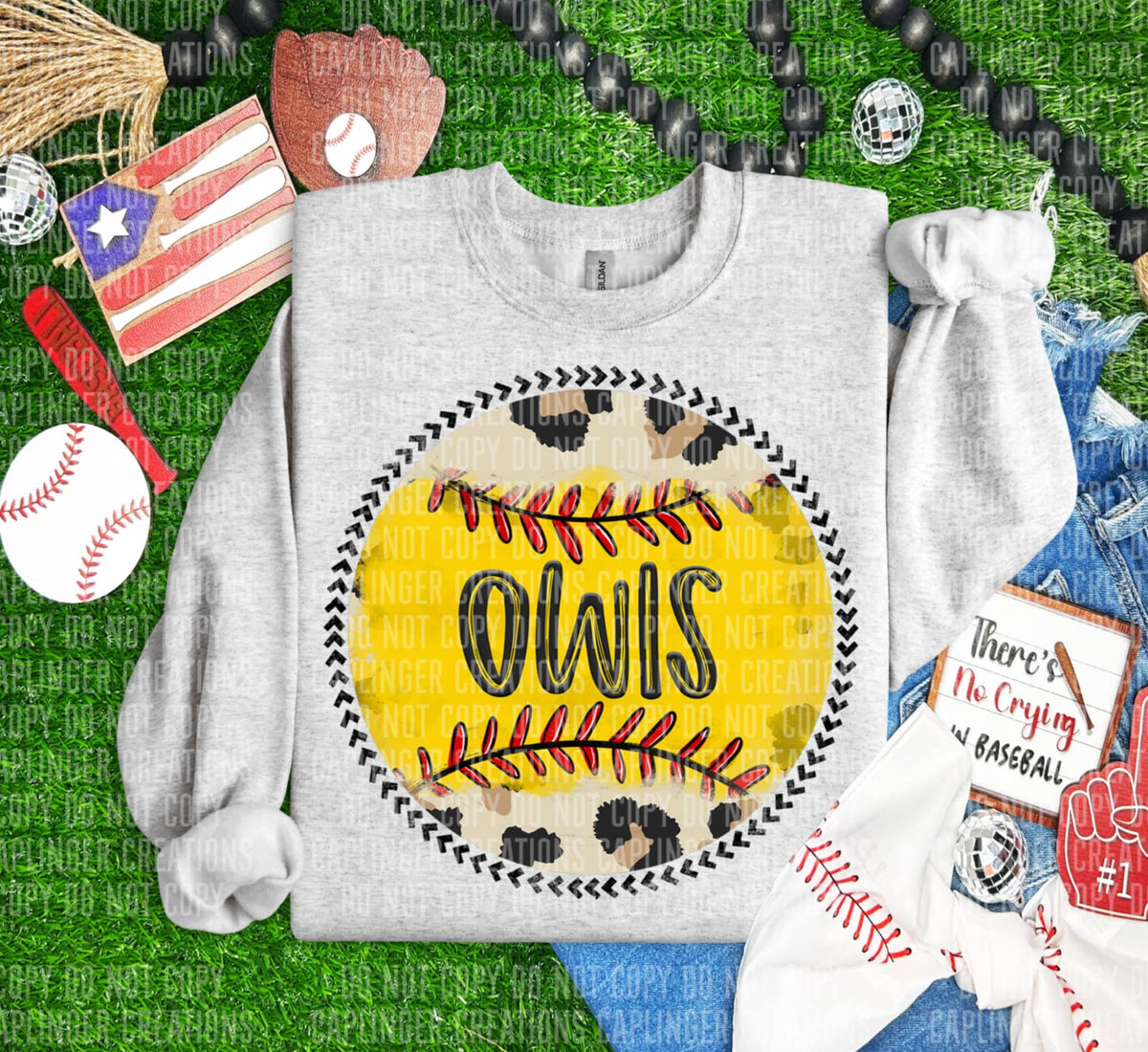 Owls softball background (Caplinger) 90949 DTF transfer