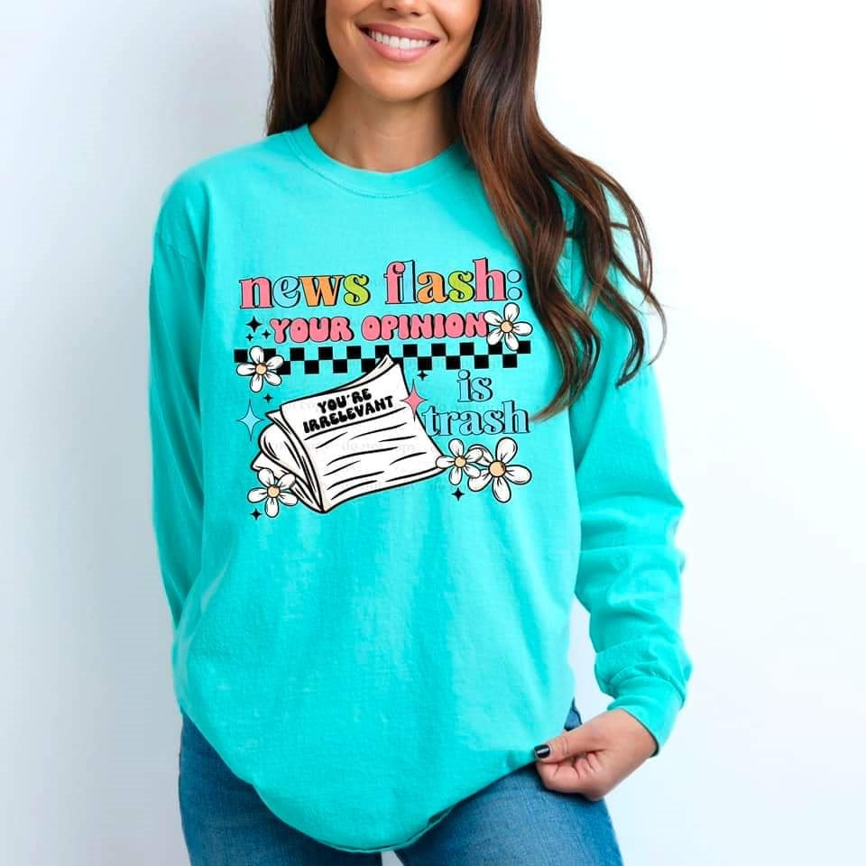 News flash your opinion is trash BLACK CHECKERED (CSC) 52673 DTF transfer