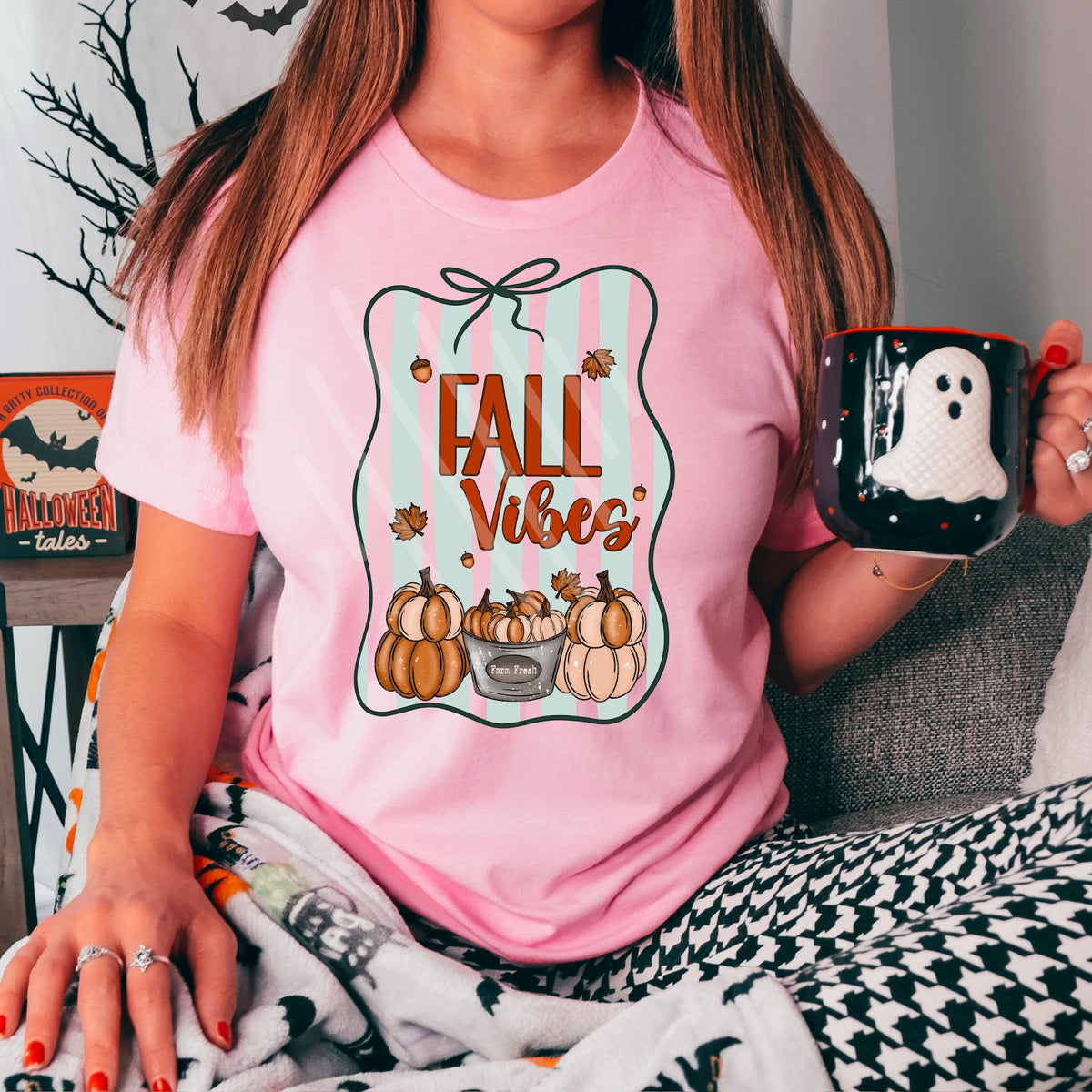 Fall Vibes black bow frame and stripes  (WNDD) 114204 DTF transfer