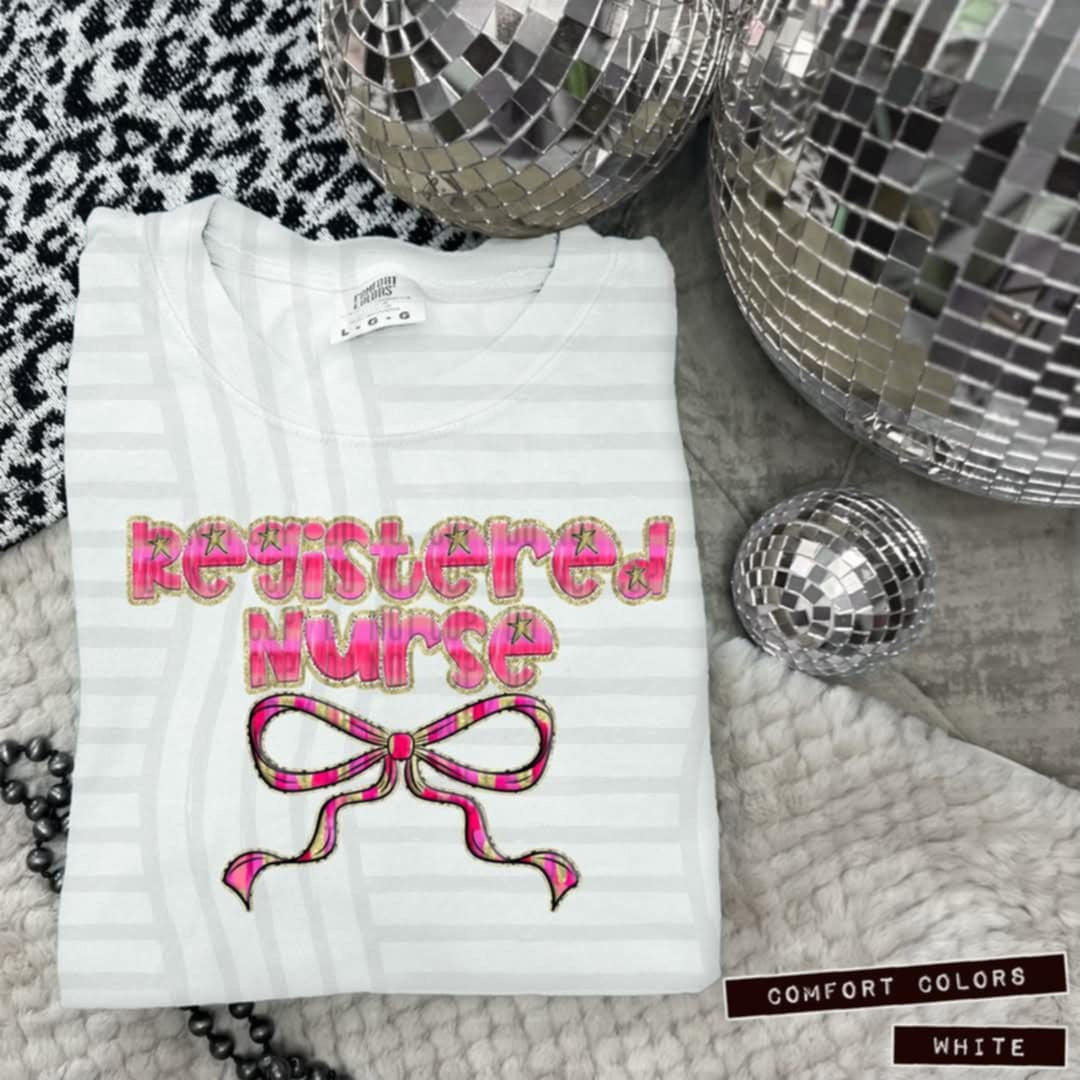 Registered nurse pink with bow (Caplinger) 100629 DTF transfer