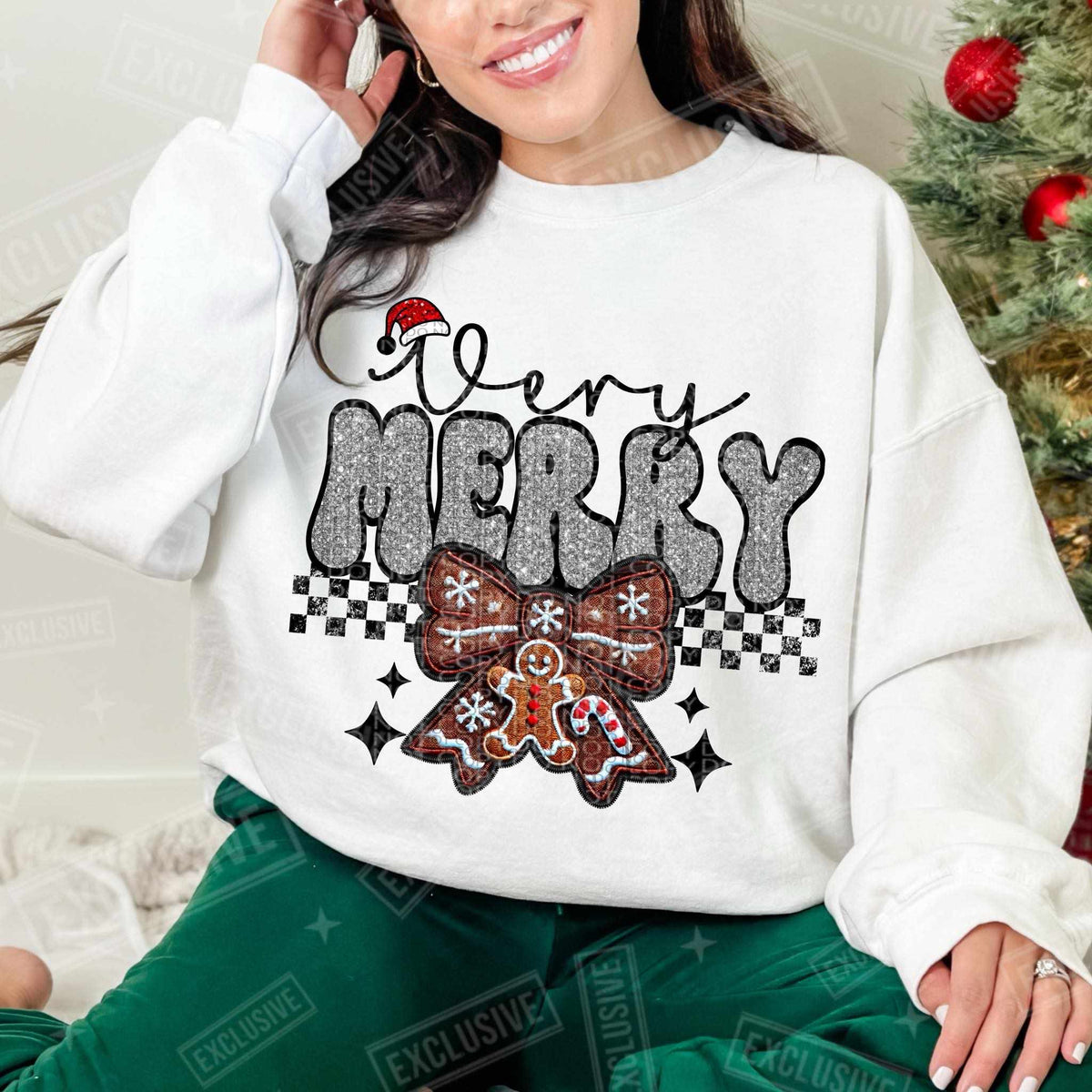 Very merry gingerbread bow exclusive (HW) 60165 DTF transfer