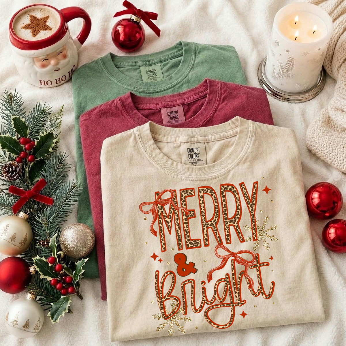 Merry and bright red leopard (csc) DTF Transfer