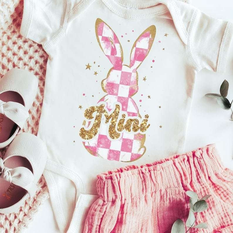 Mini checkered bunny 80212 DTF transfer