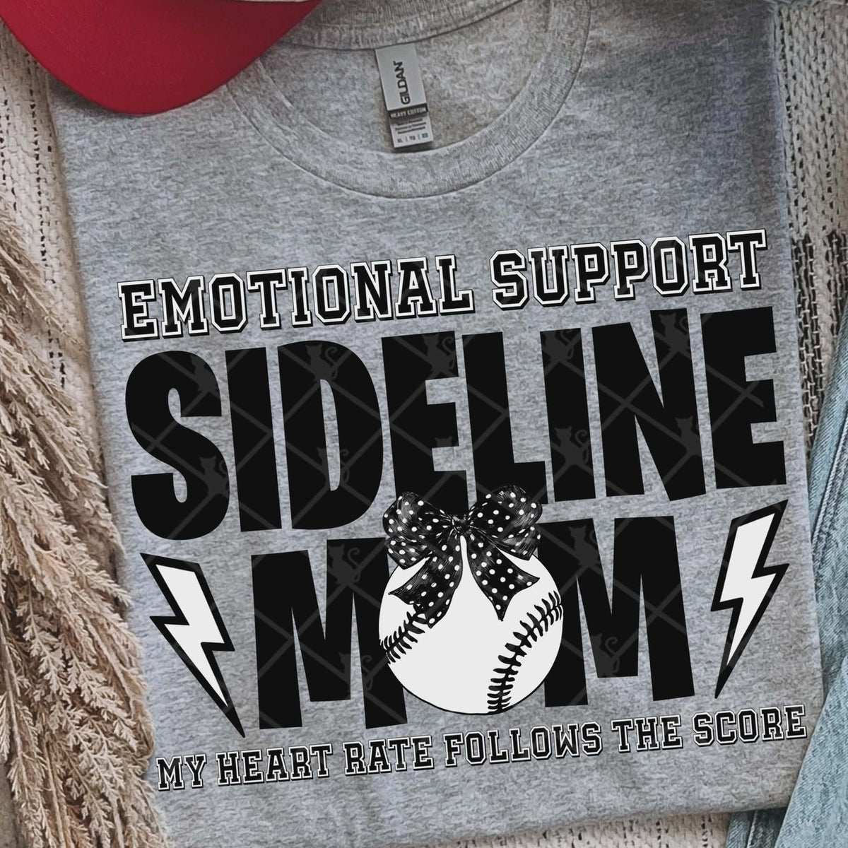 Sideline Mom baseball with bow (Ttd) DTF Transfer