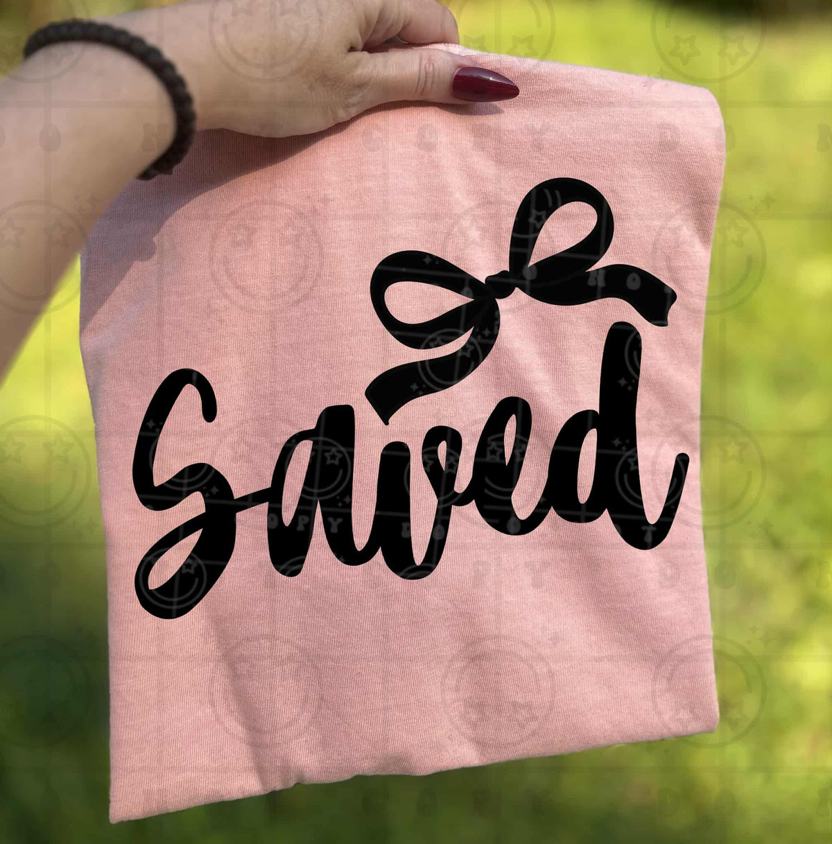 Saved BLACK with bow (HW) DTF Transfer