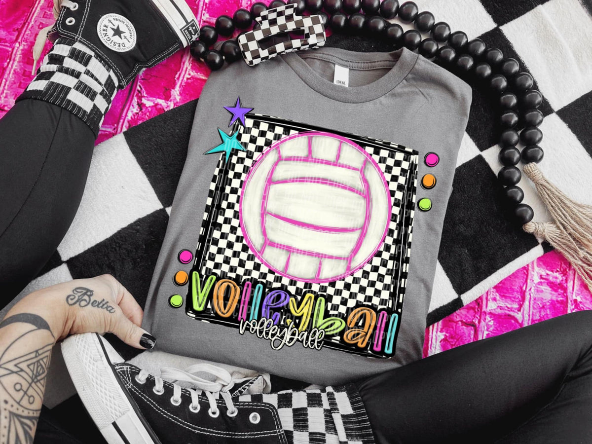 Volleyball 3 checkered preppy bright (Caplinger) 91456 DTF transferr