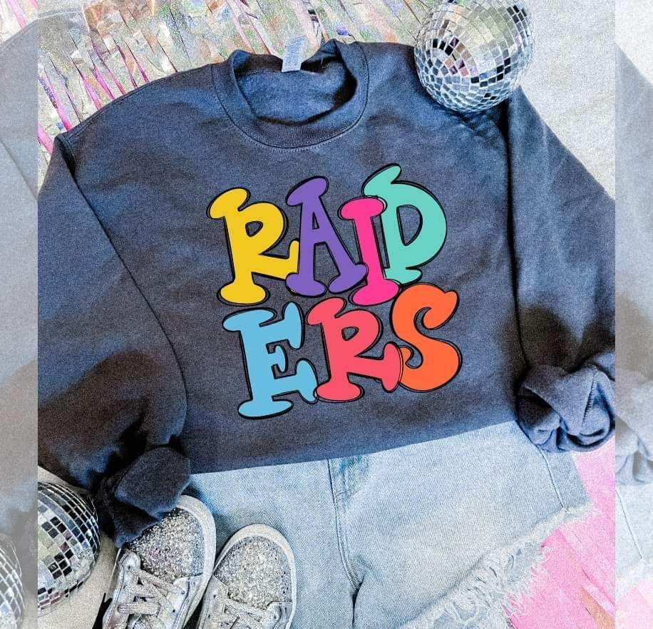 Raiders colorful bubble font (S&G) 64511 DTF transfer