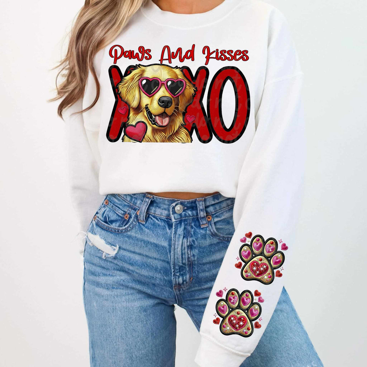 Paws and kisses golden retriever FRONT 75343 DTF transfer