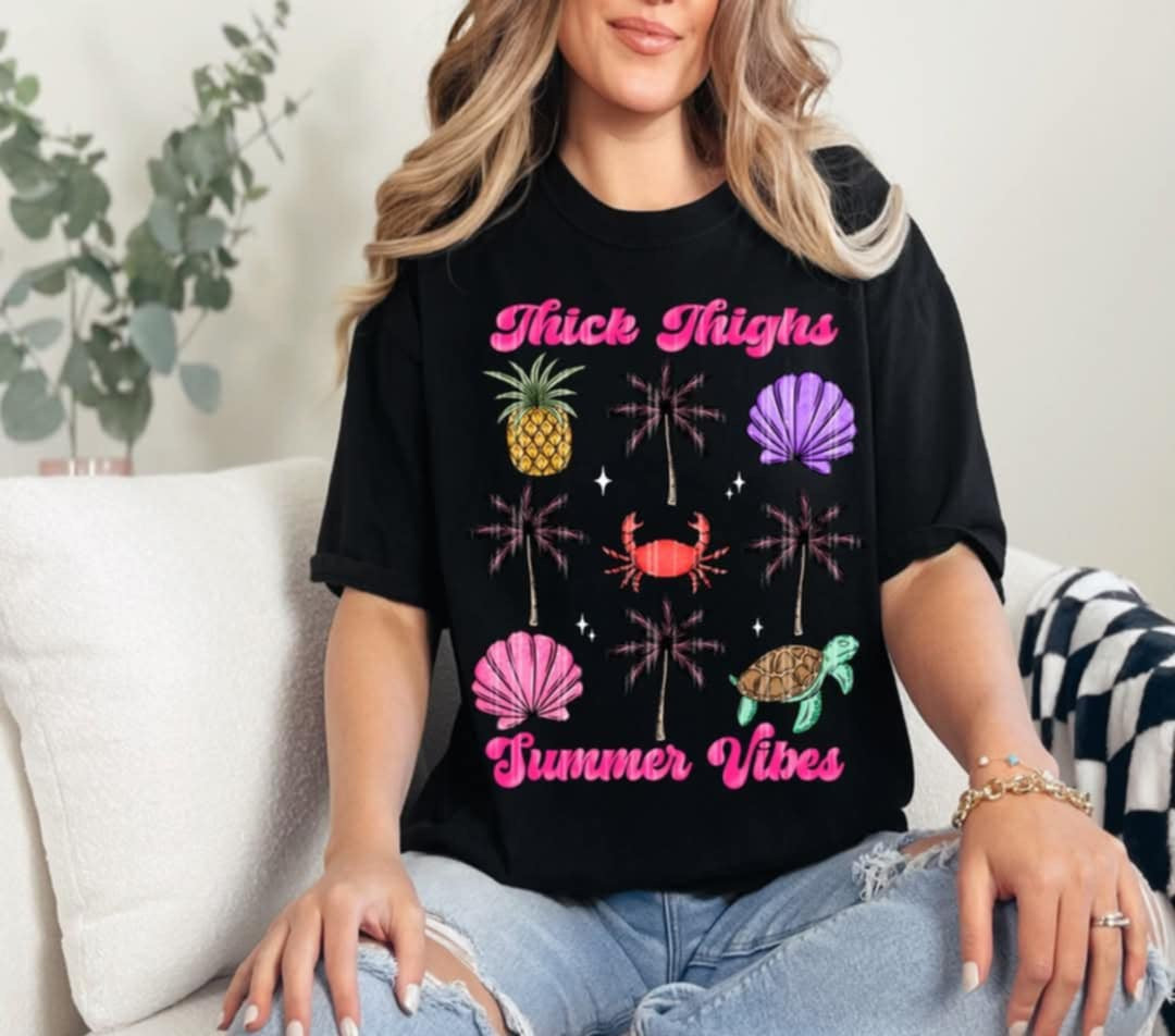 Thick thighs summer vibes collage (Linda) 106616 DTF transfer