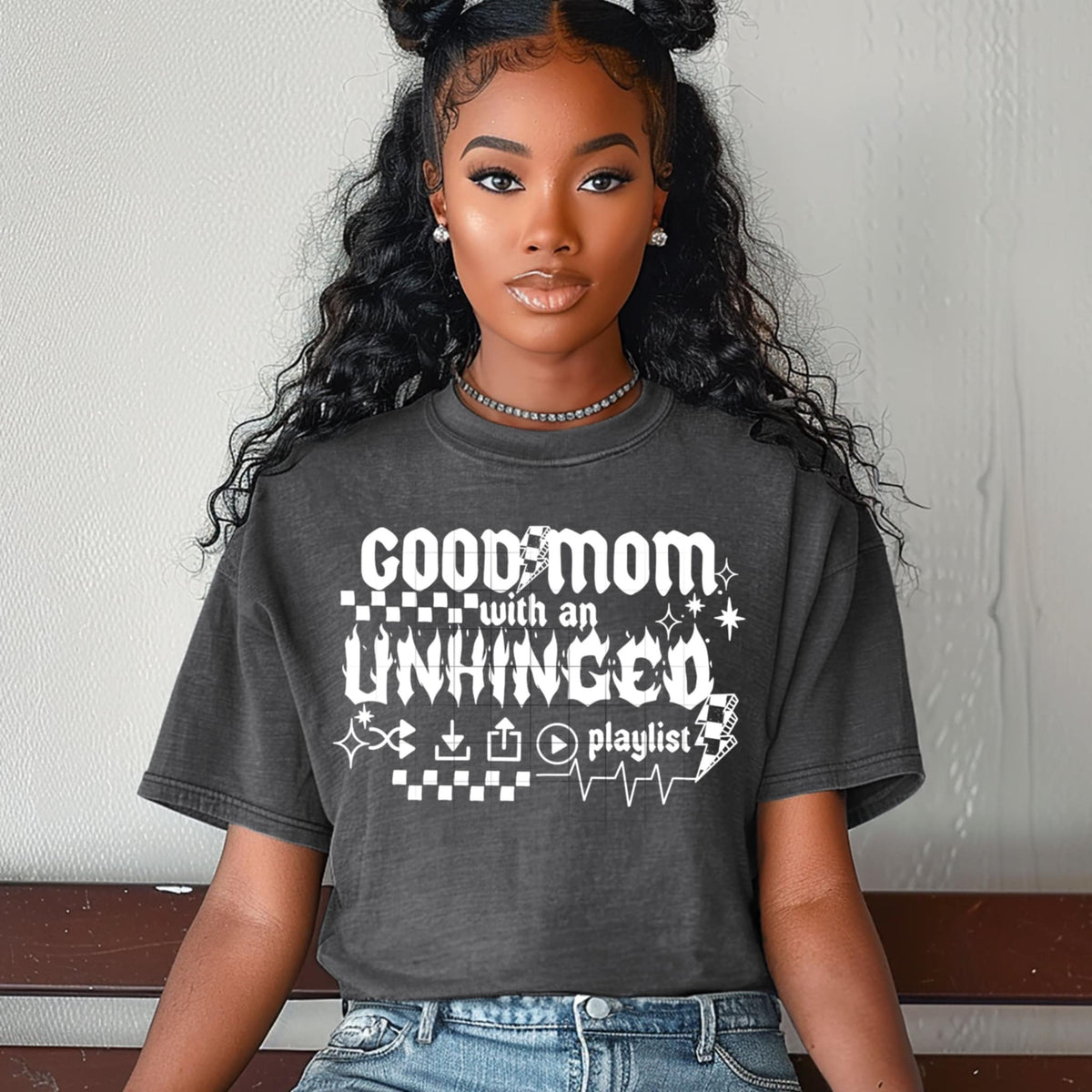 Good mom with an unhinged playlist WHITE (CSC) 85675 DTF transfer