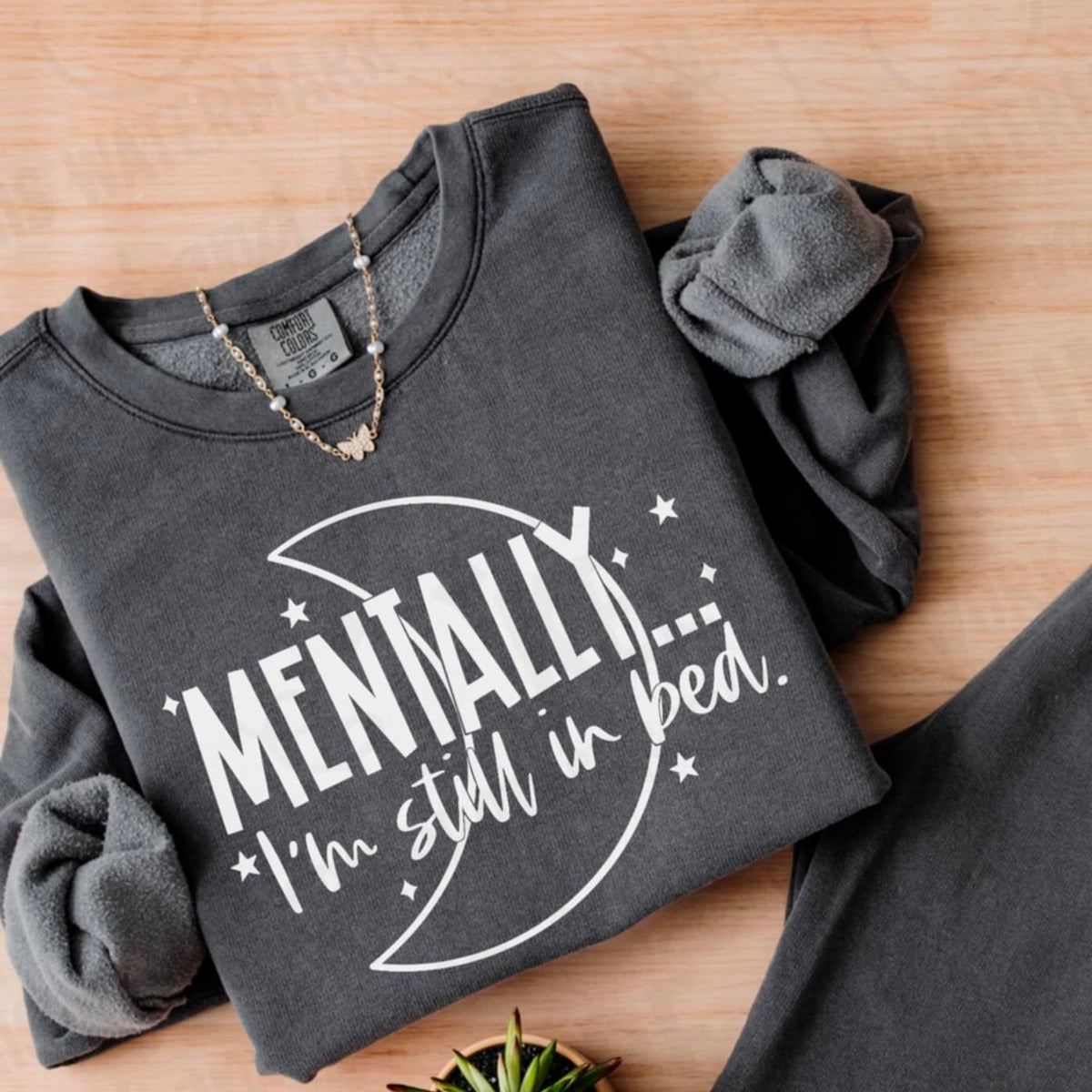 Mentally still in bed with moon WHITE DTF transfer