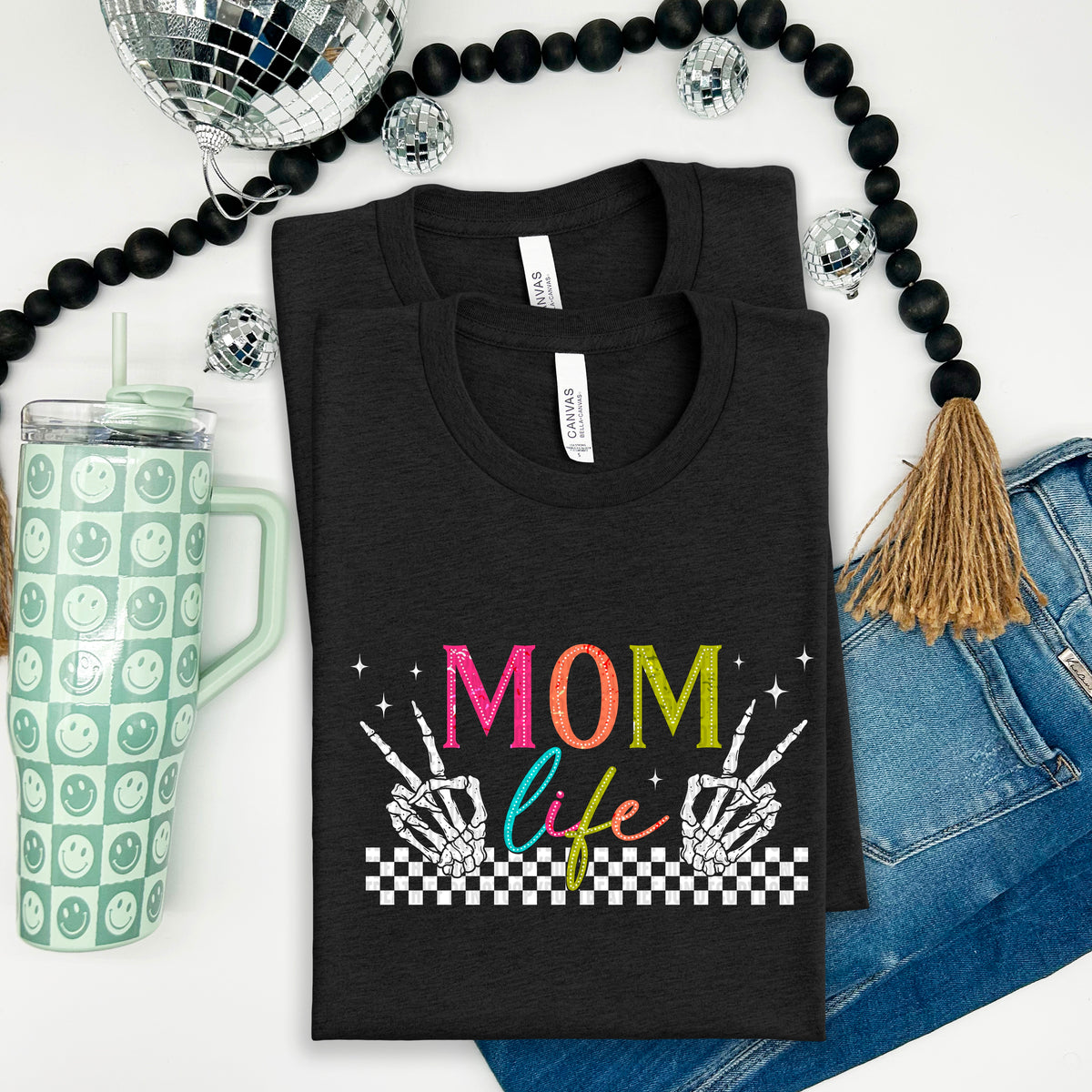 Mom life checkered WHITE 100093 DTF transfer