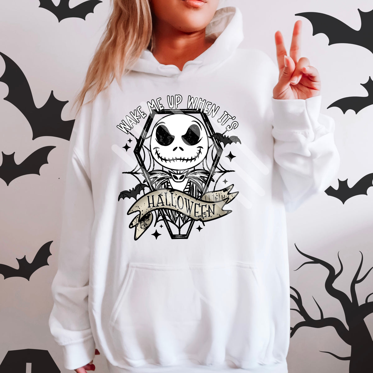 Wake me up when its halloween skeleton exclusive DTF transfer