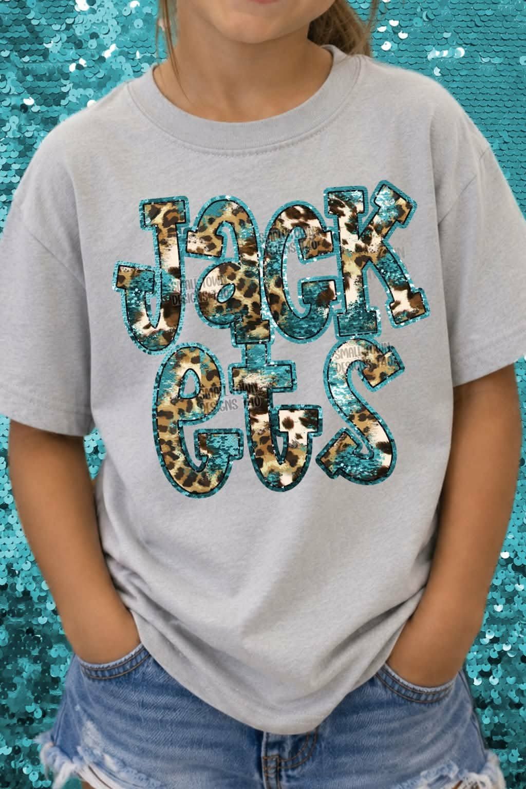 Jackets animal print blue sequin outline (STD) DTF transfer