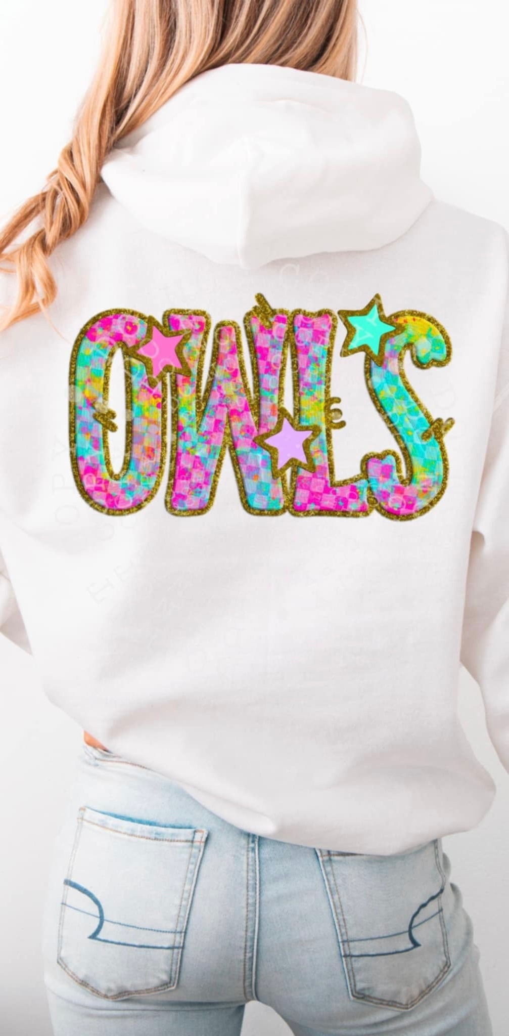 Owls colorful checkered (C’s) 91525 DTF transfer