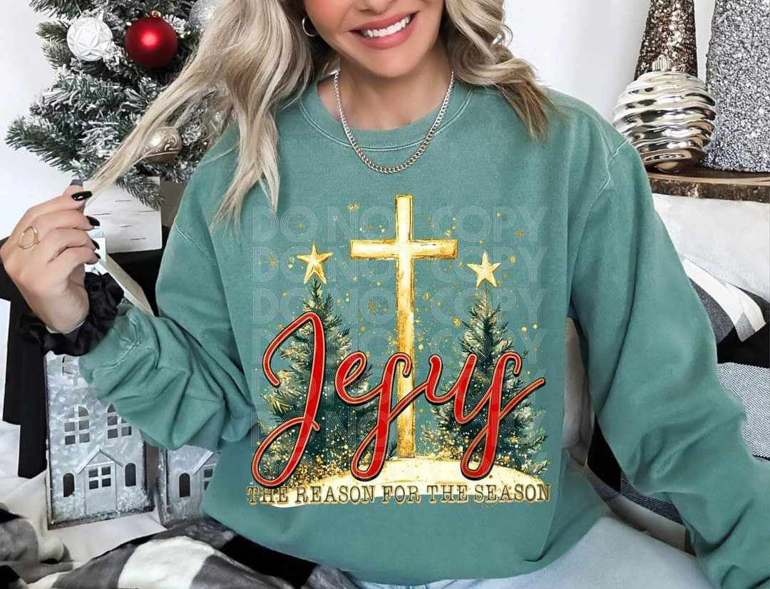 Jesus the reason gold cross (PH) 67955 DTF transfer