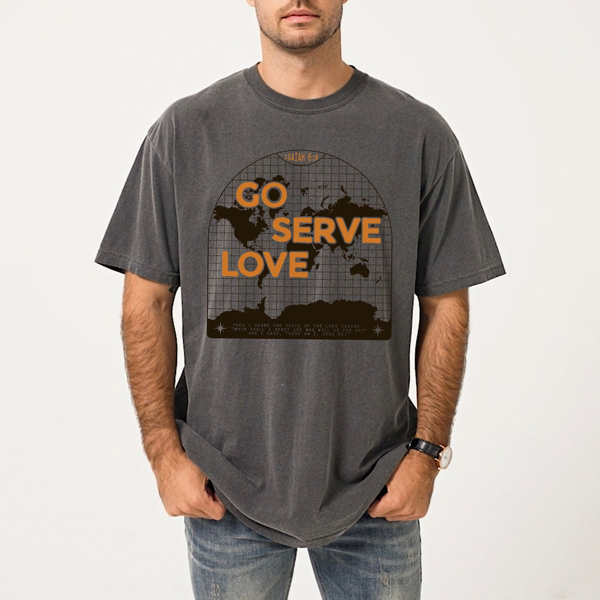 Go serve love (orange and black) DTF Transfer