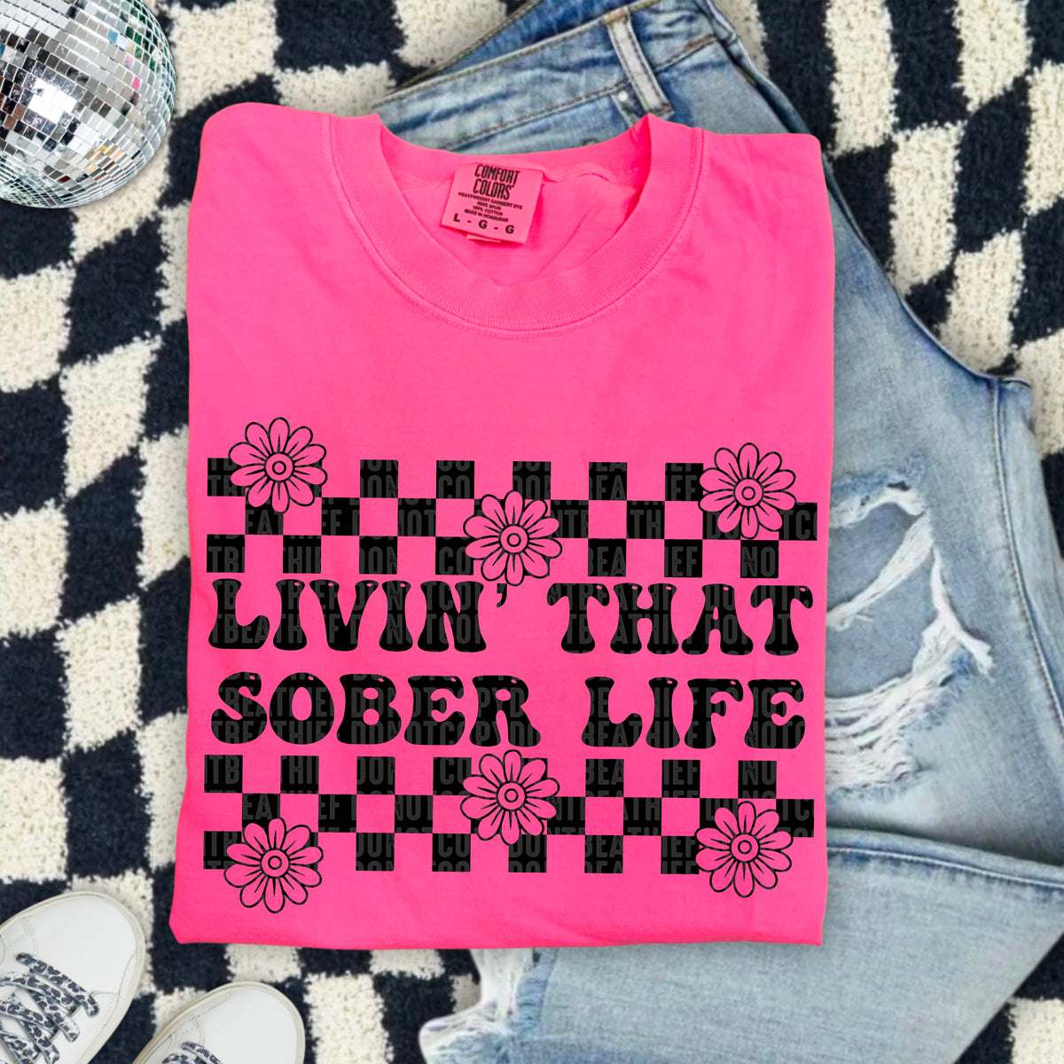 Livin that sober life BLACK 103654 DTF transfer