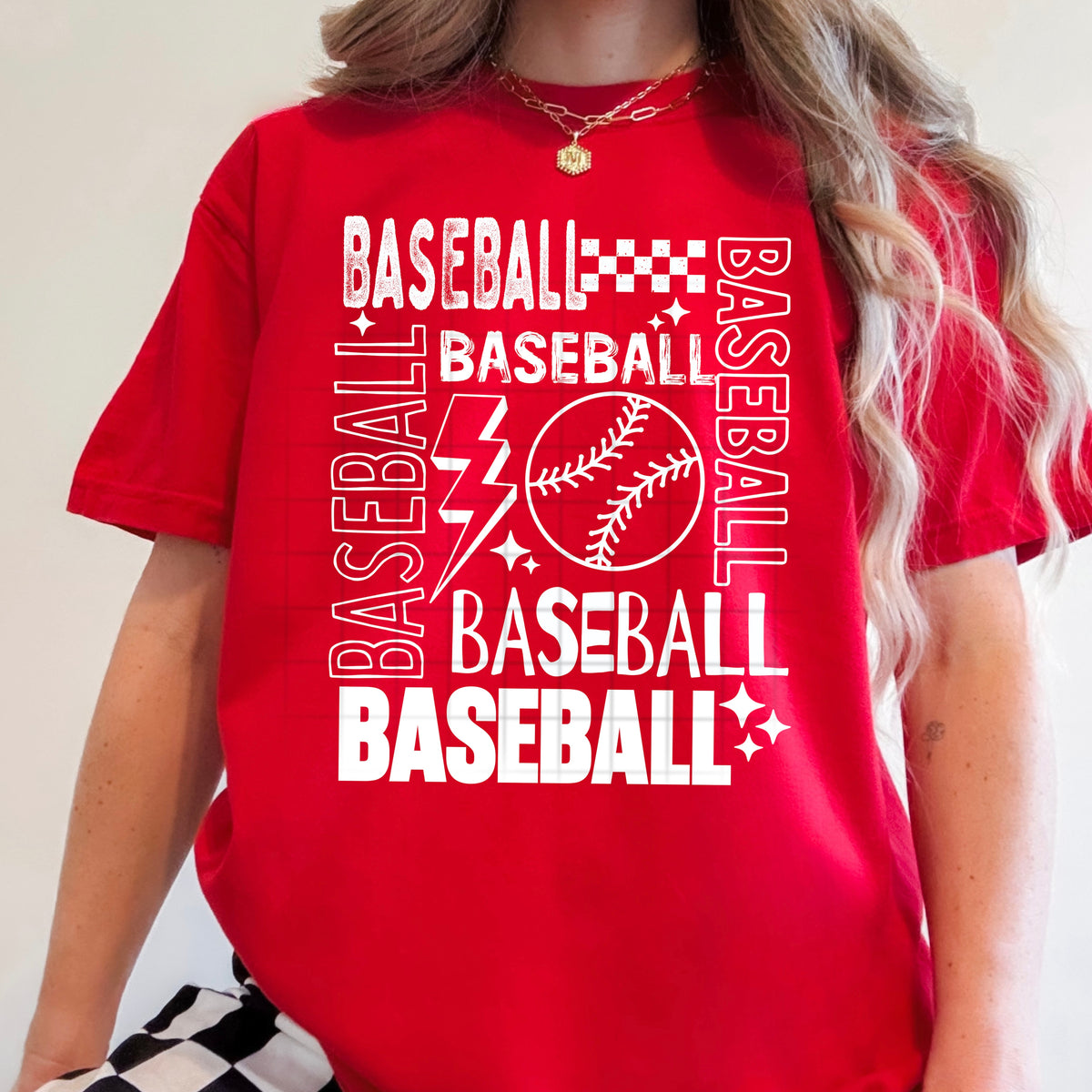 Baseball repeated collage WHITE (CSC) DTF Transfer