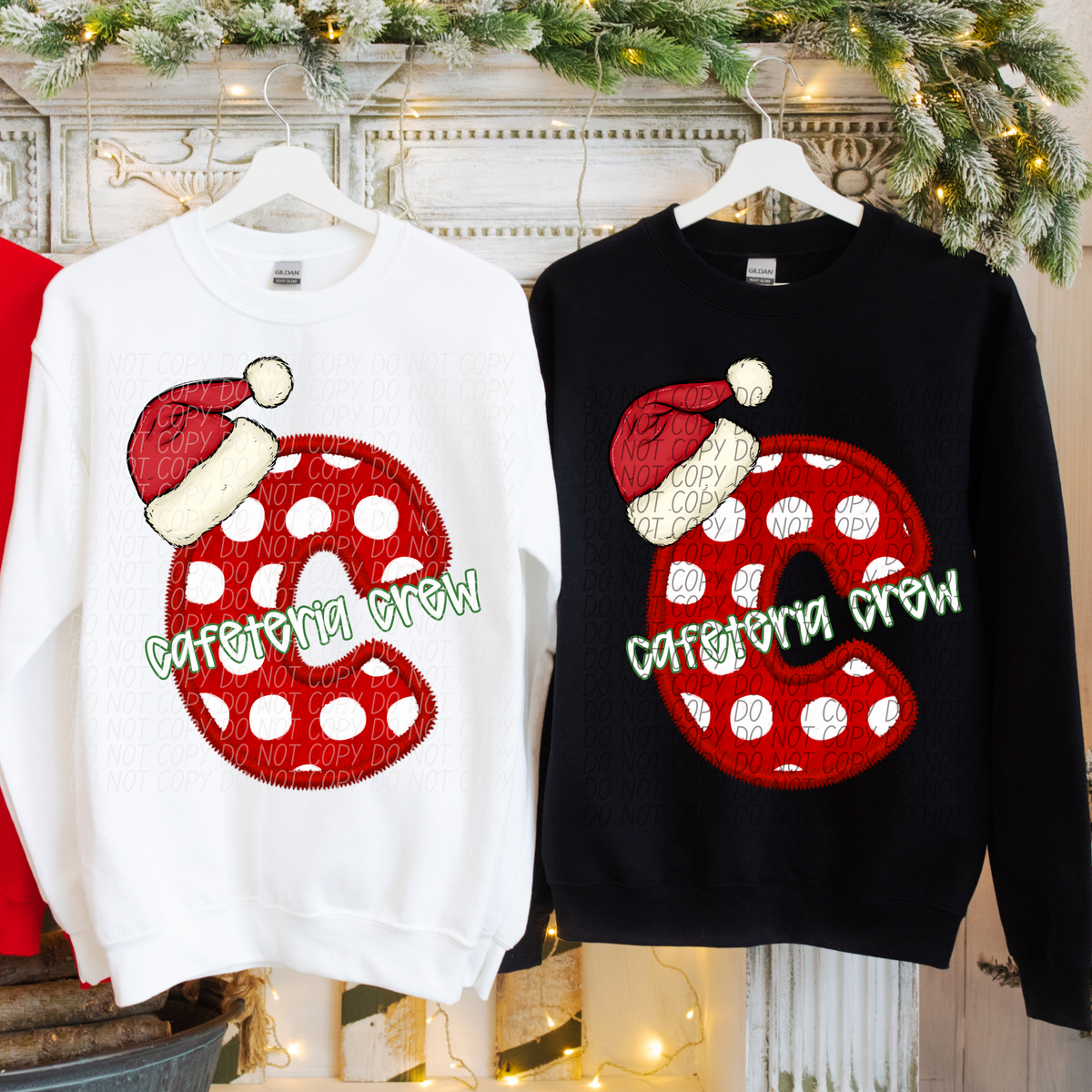 Cafeteria Crew Polka Christmas Faux Embroidery 66562 DTF transfer