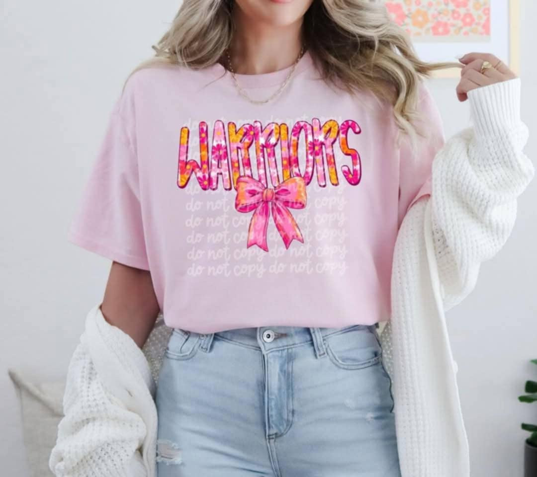 Warriors pink and orange floral (PH) 93106 DTF transfer