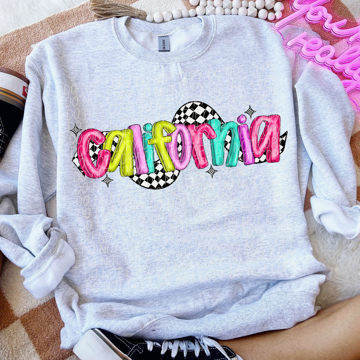 California Colorful Checker 74141 DTF Transfer