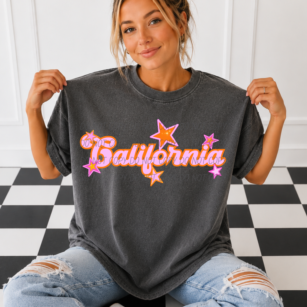 California pink orange states (City) DTF Transfer
