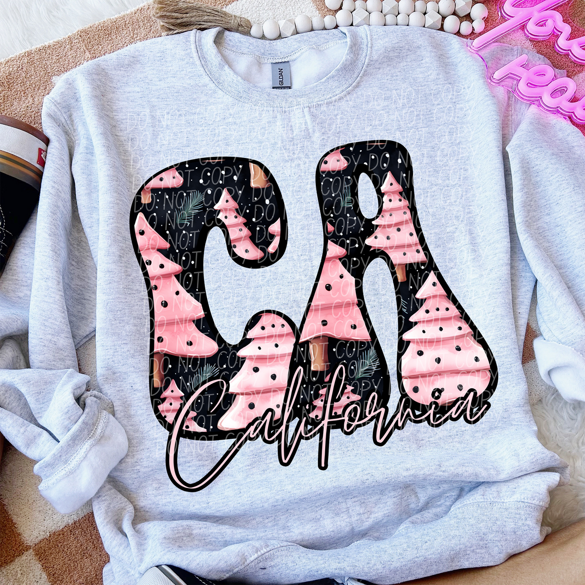 CA California Christmas State 66208 DTF transfer