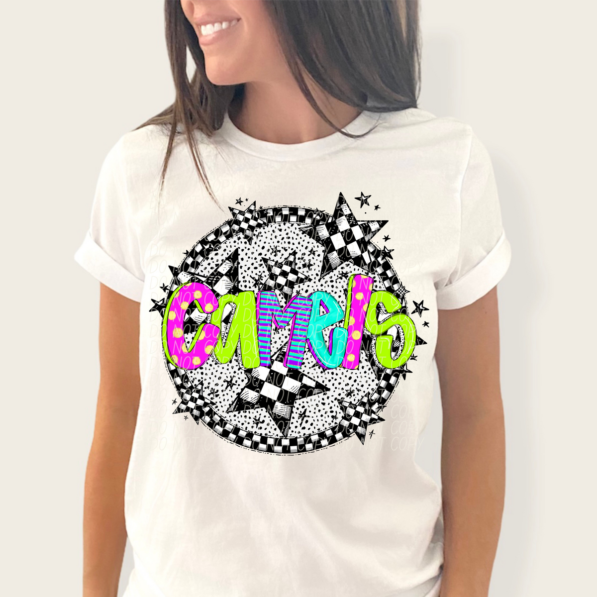 camels neon checkered CITY DTF transfers