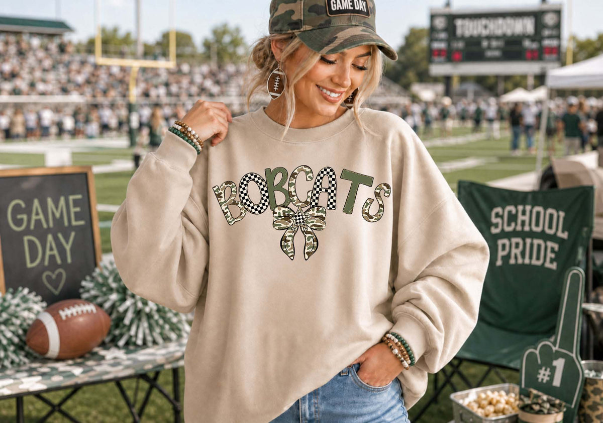 Bobcats Camo with Bow (S&G) DTF Transfer