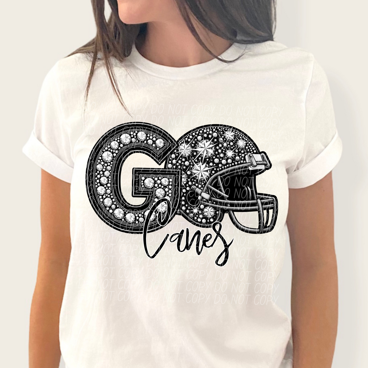 Go canes helmet and rhinestones CITY 45007 DTF transfer