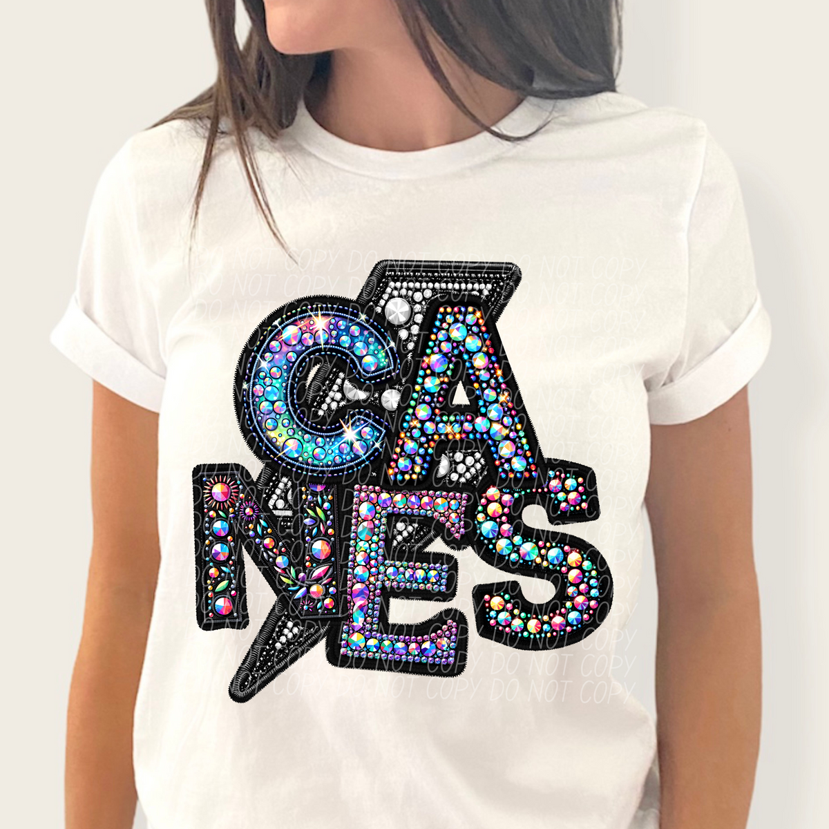 Canes lightning bolt rhinestones (city) 45239 DTF transfers