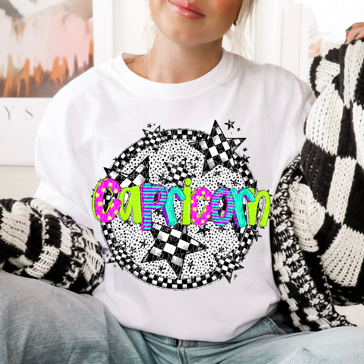 Capricorn neon CITY DTF transfers