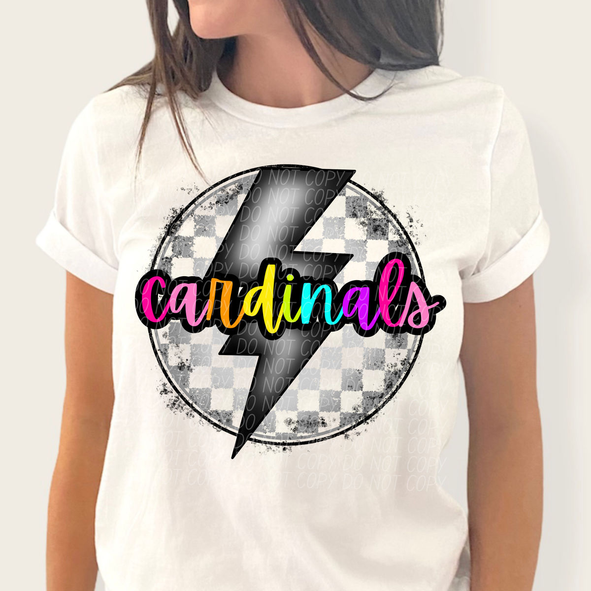 Cardinals BRIGHT COLORS FONT lightning bolt circle CITY DTF transfer