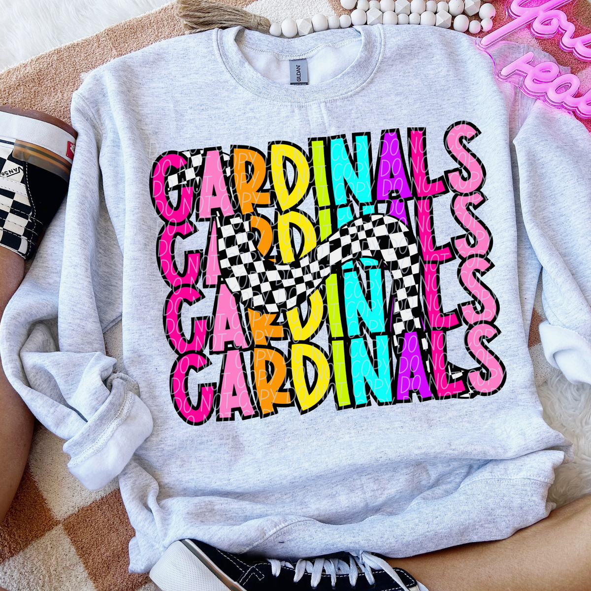 Cardinals 80's Vibe Mascot STACKED (City) DTF transfer