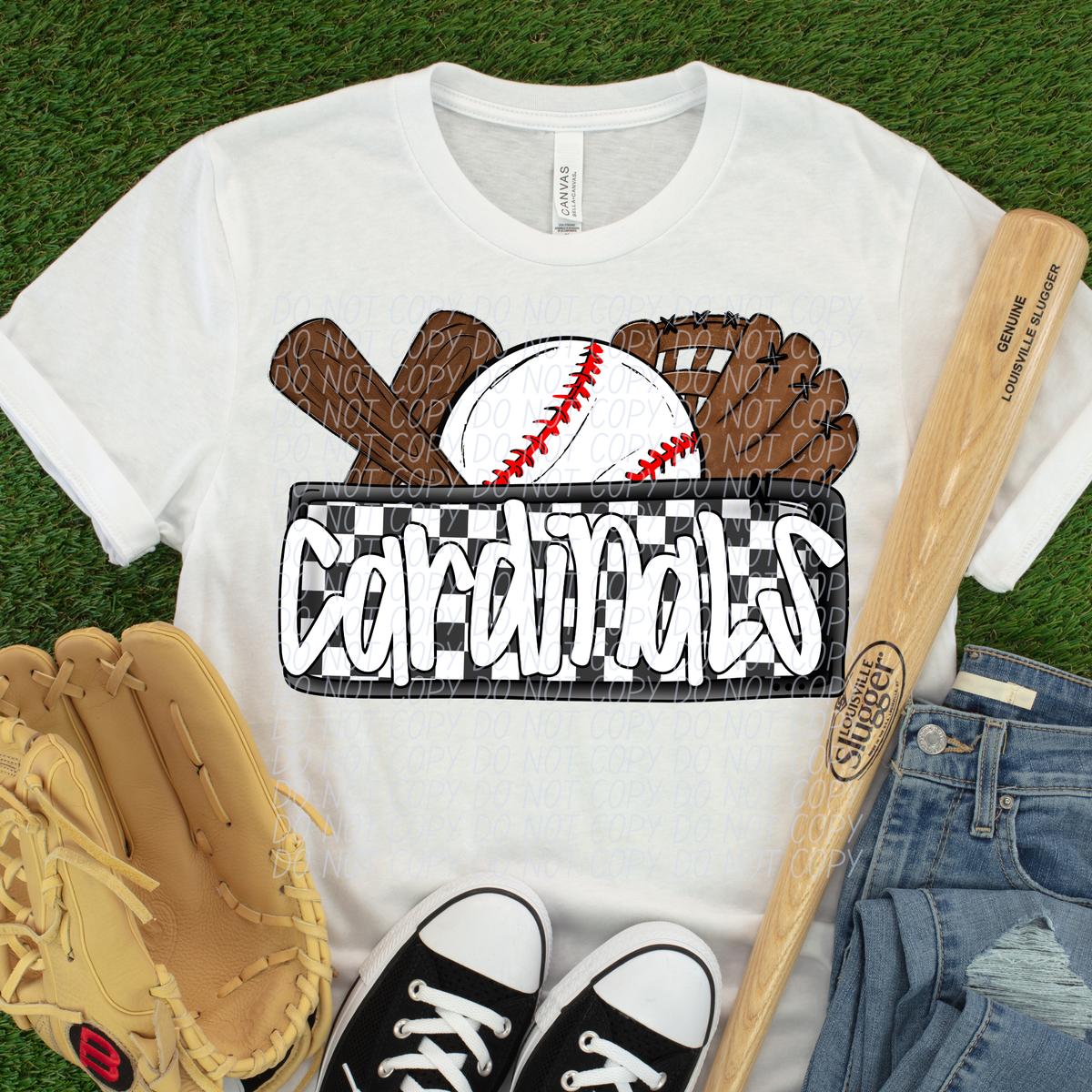 Cardinals (Bat, Baseball, Glove, Checkered background) (City)