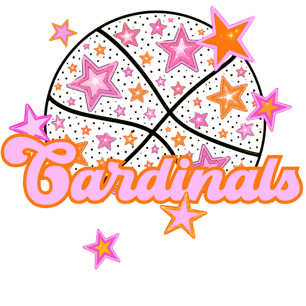 cardinals pink basketball (city) DTF transfer