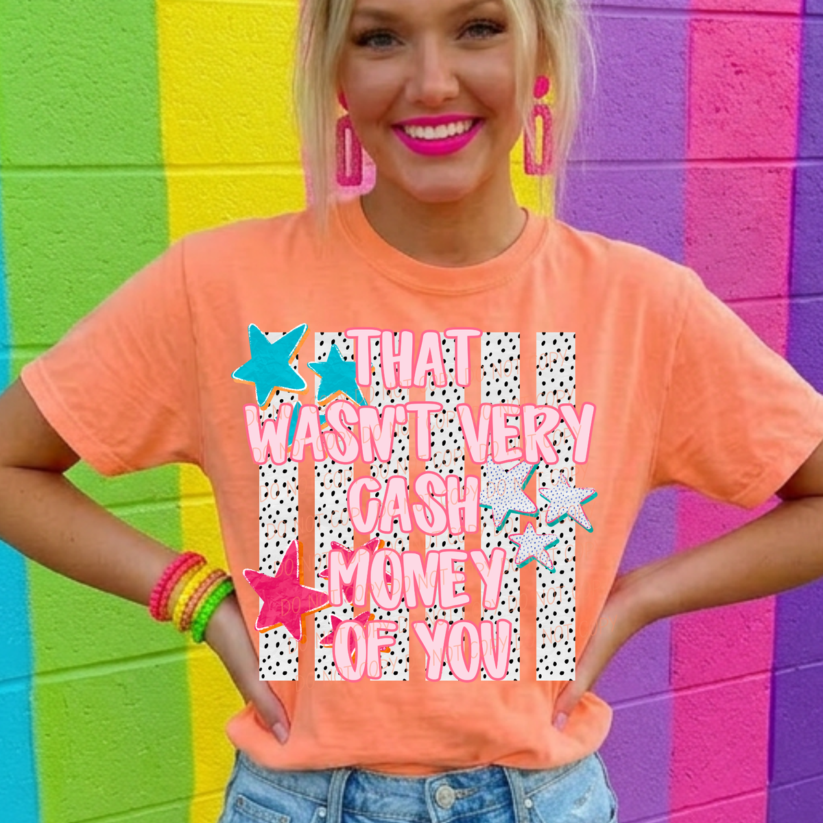 that wasnt very cash money of you polkadot striped background (CITY) DTF Transfer