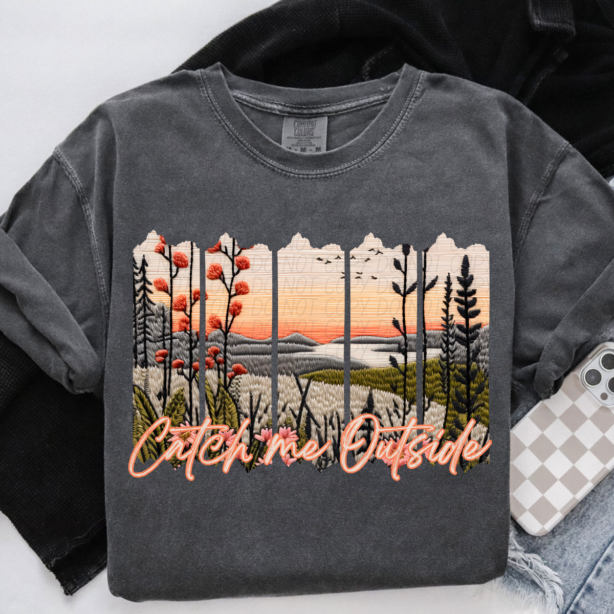 Catch me Outside Lake Embroidery (CITY) DTF transfer