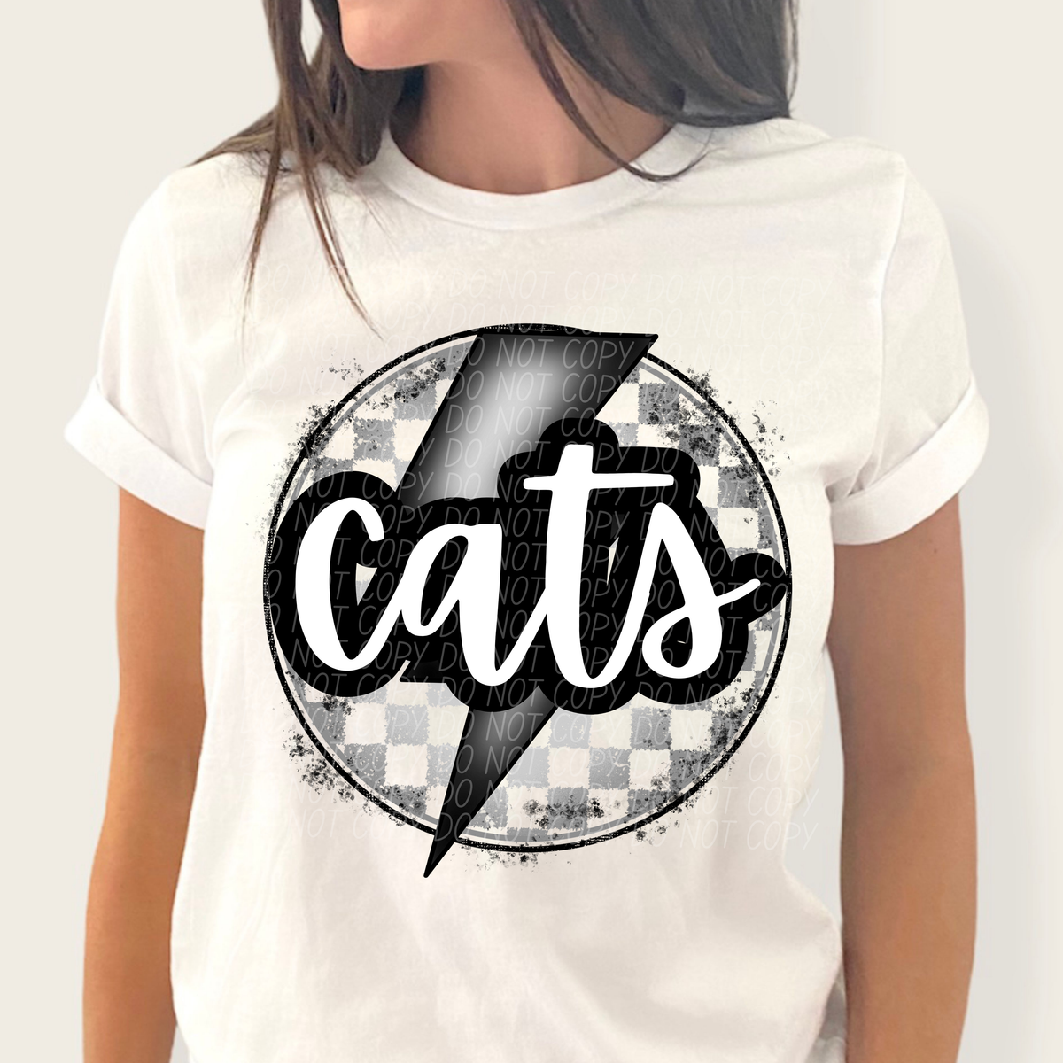 Cats grey/silver lightning bolt circle CITY DTF transfer