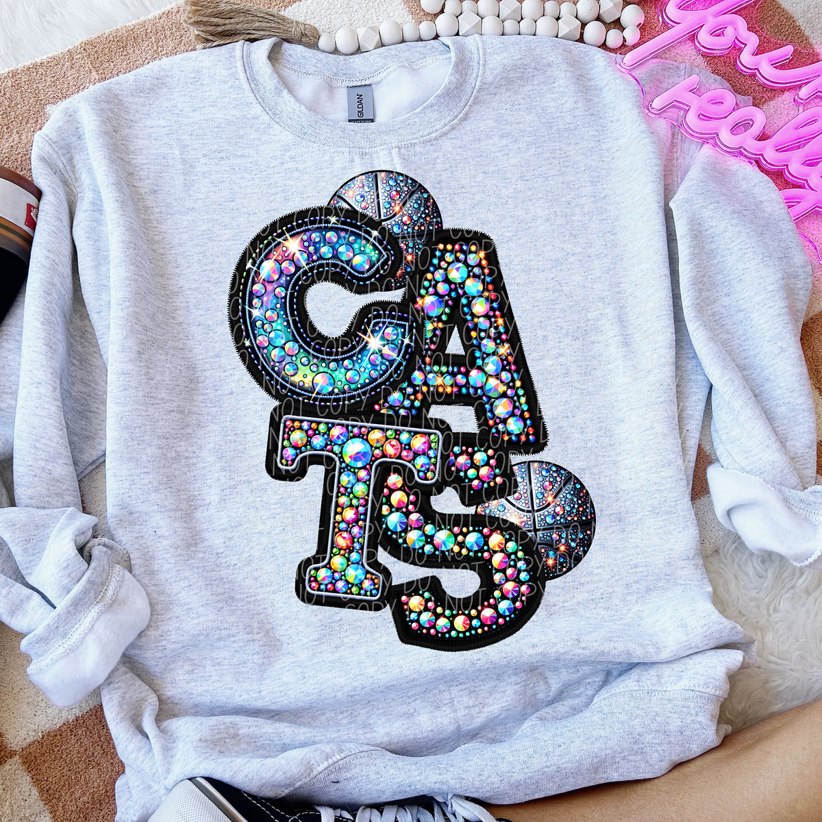Cats Basketball Rhinestone (CITY) 66502 DTF transfer
