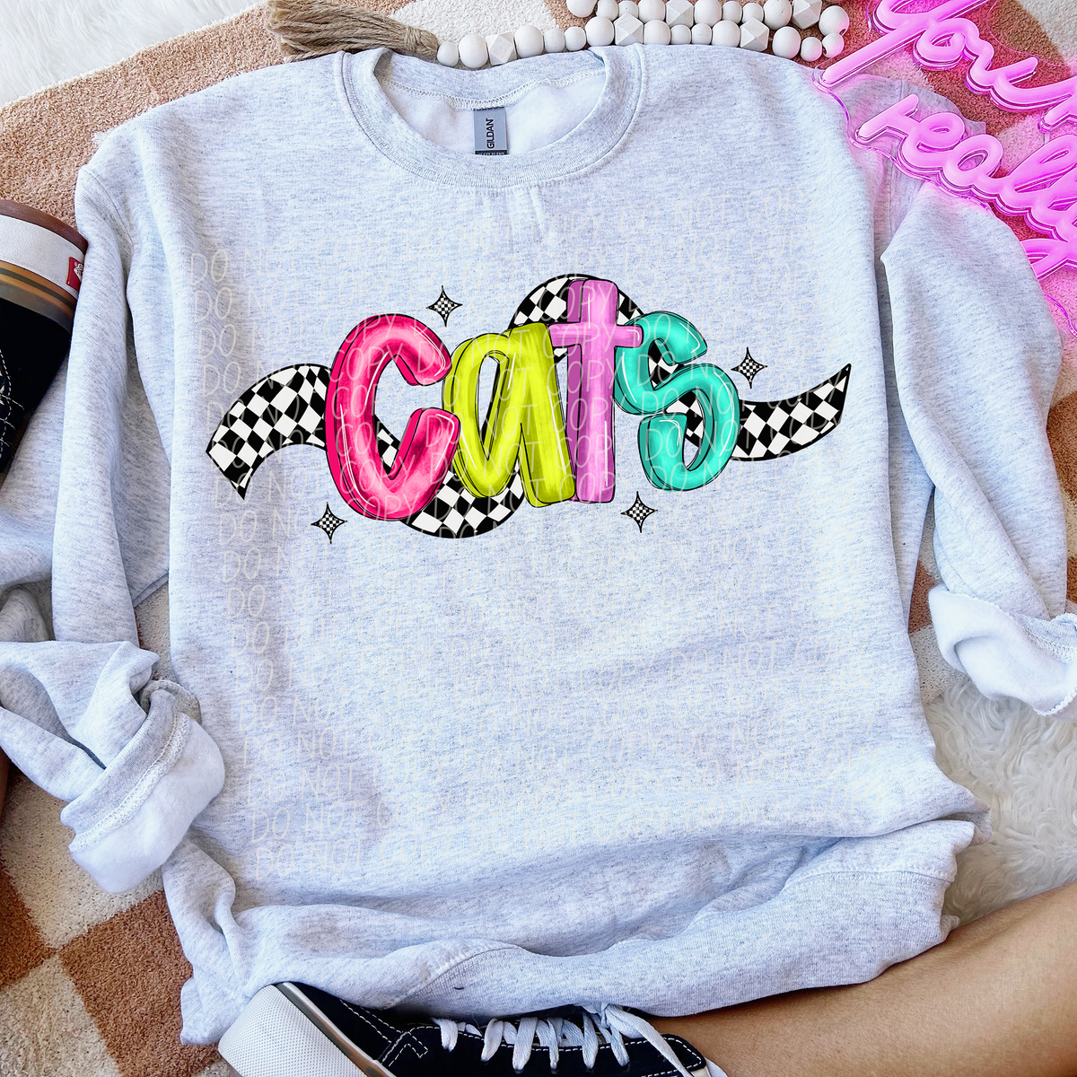 Cats Colorful Checker 74147 DTF Transfer