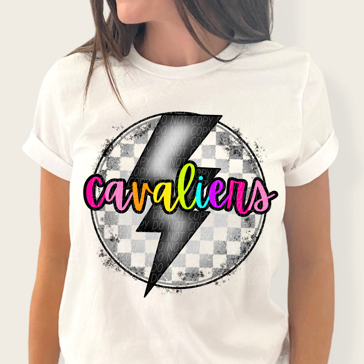Cavaliers BRIGHT COLORS FONT lightning bolt circle CITY DTF transfer